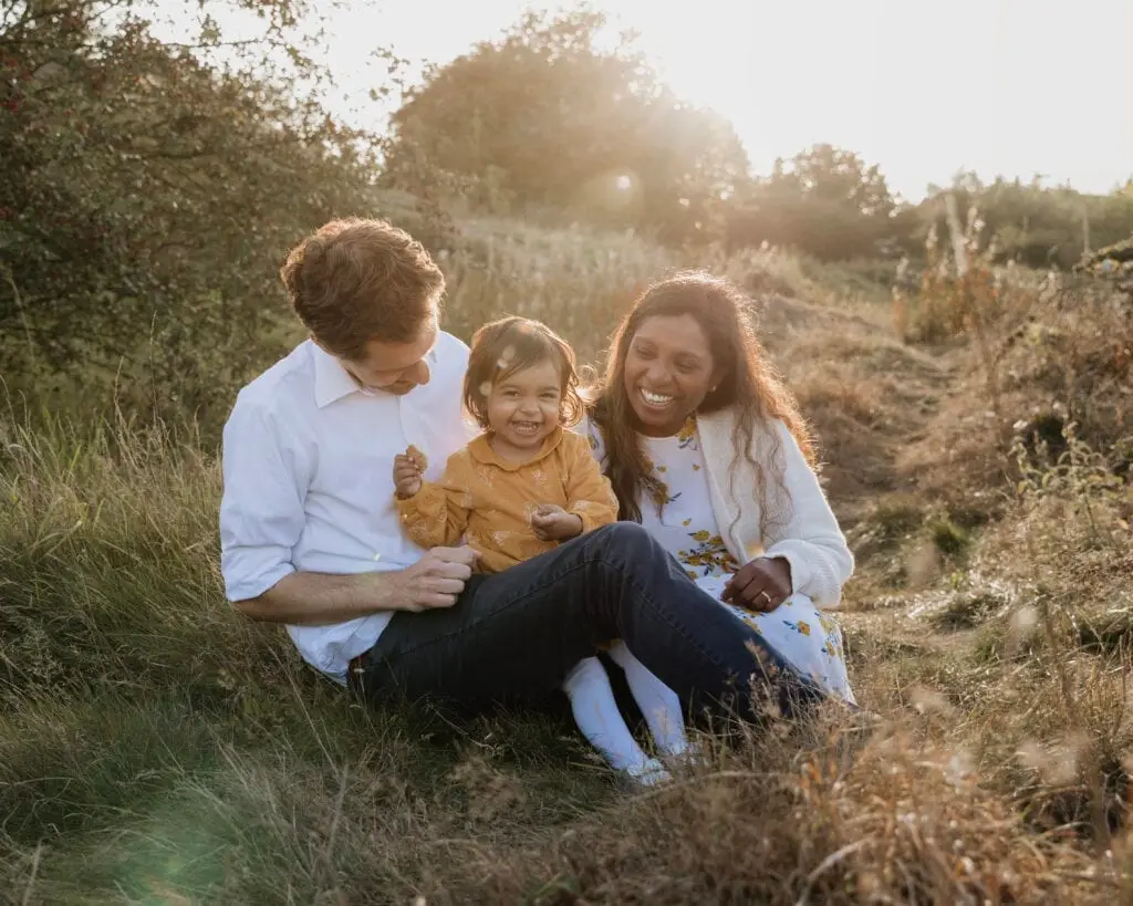 family together happy smiling during their family photoshoot in bradford